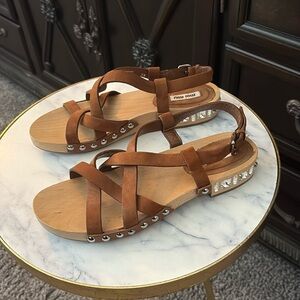 Auth MIU MIU jeweled Clog Sandal 39